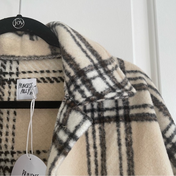 Princess Polly Melda Jacket Check in Beige / Black - Picture 2 of 7